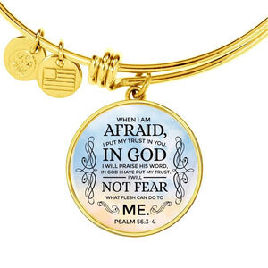 Trust In God  Personalized Engraved Gold Circle Bangle Bracelet Custom Name